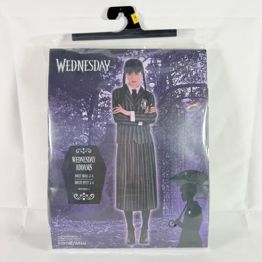 Wednesday Addams Costume Adult Small 2-4 Dress Blazer Amscan Halloween NWT